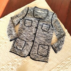 Gerard Darel Stretch Metallic Tweed Jacket Beaded Accent size 42 US 8